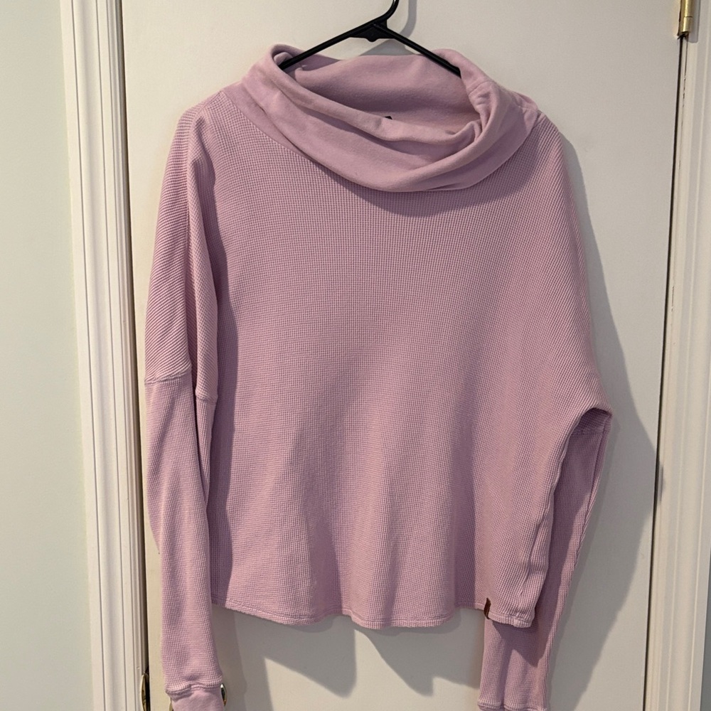 Roots Women's Light Purple waffle Cowl Neck Sweater